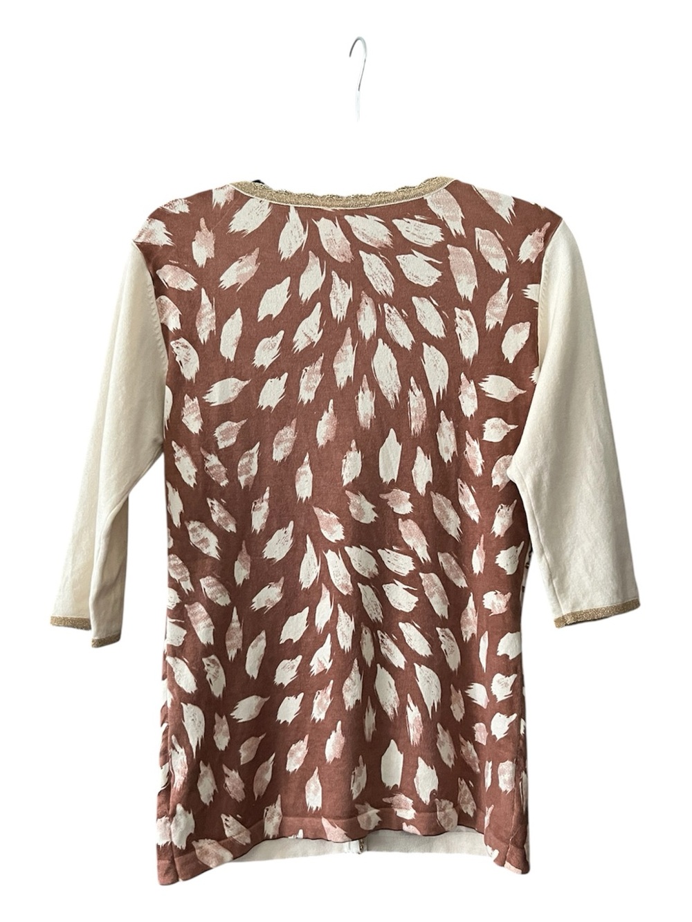 VTG Charlotte Tarantola Silk-Blend Embellished Mixed Animal Print Cardigan Top - Picture 2 of 6
